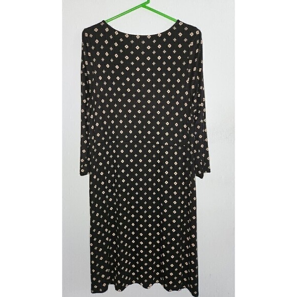 J. Jill Geometric Print Jersey Knit Shirt Dress Pockets Large Black Red - Picture 3 of 6